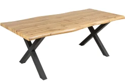 Industrial Esstisch WILD 160cm braun Wildeiche-Design Baumkante schwarz X-Gestell