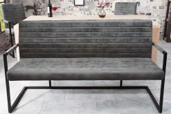 Industrial Freischwinger Bank LOFT 160cm vintage grau mit Armlehne