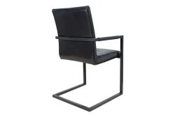 Industrial Freischwinger Stuhl LOFT antik schwarz Kunstleder mit Armlehne Eisengestell
