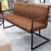 Industrial Freischwinger Bank LOFT 160cm vintage braun mit Armlehne