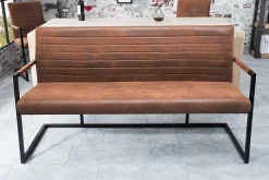 Industrial Freischwinger Bank LOFT 160cm vintage braun mit Armlehne