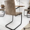 Industrial Freischwinger Stuhl MODENA vintage taupe mit Ziersteppung