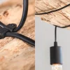 Industrial Hängelampe BARRACUDA 152cm recyceltes Massivholz mit 5 Leuchten