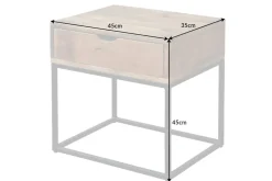 Industrial Nachttisch IRON CRAFT 45cm Mangoholz mit Schublade Beistelltisch