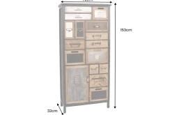 Industrial Schubladenschrank SECRETS 150cm braun schwarz Metall Pinienholz Vintage