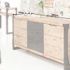 Industrial Sideboard FACTORY 180cm Akazie Massivholz weiß gekälkt Kommode mit Schubladen