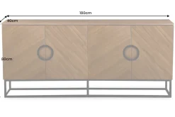 Industrial Sideboard GRANDEZZA 180cm natur Walnuss schwarz Metall viel Stauraum