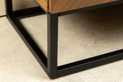 Industrial Sideboard GRANDEZZA 180cm natur Walnuss schwarz Metall viel Stauraum