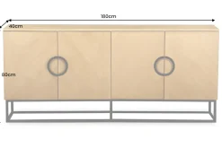 Industrial Sideboard GRANDEZZA 180cm natur Eiche schwarz Metall viel Stauraum
