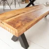 Industrial Sitzbank IRON CRAFT 200cm Mangoholz mit schwarzen X-Beinen