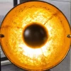 Industrial Stehlampe STUDIO 130cm schwarz Blattgold-Optik 3 neigbare Schirme
