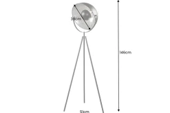 Industrial Stehlampe STUDIO 150cm schwarz Blattsilber-Optik neigbarer Schirm