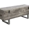 Industrial Truhenbank FACTORY LOFT 115cm Mangoholz grau Sitzbank
