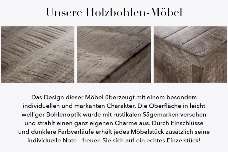 Industrial Truhenbank FACTORY LOFT 115cm Mangoholz grau Sitzbank