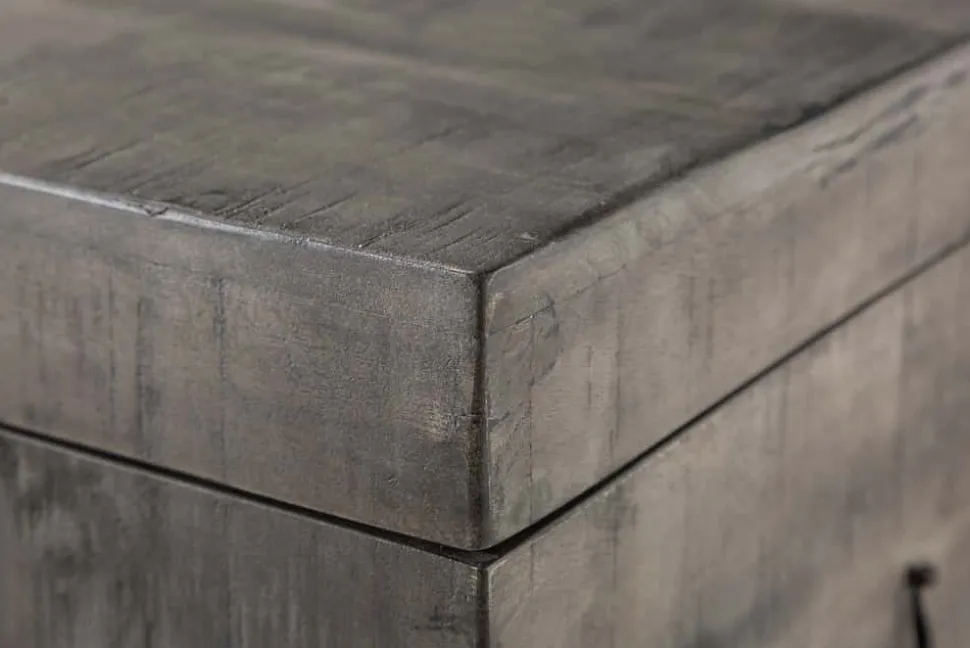 Industrial Truhenbank FACTORY LOFT 115cm Mangoholz grau Sitzbank