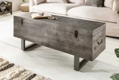 Industrial Truhenbank FACTORY LOFT 115cm Mangoholz grau Sitzbank