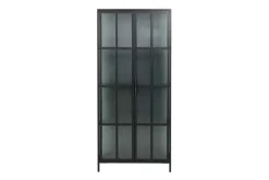 Industrial Vitrine DURA STEEL 180cm schwarz Metall Riffelglas Highboard
