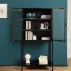 Industrial Vitrine DURA STEEL 150cm schwarz Metall Glas Highboard