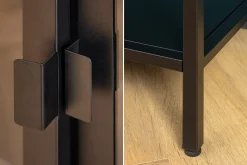 Industrial Vitrine DURA STEEL 150cm schwarz Metall Glas Highboard