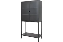 Industrial Vitrine DURA STEEL 150cm schwarz Metall Glas Highboard