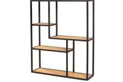 Industrial Wandregal SLIM LINE 90cm Wildeiche schwarz fünf Regalböden