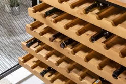 Industrial Weinschrank BODEGA 130cm recyceltes Pinienholz natur Weinregal für 55 Flaschen