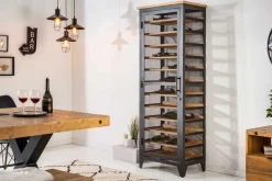 Industrial Weinschrank BODEGA 184cm recyceltes Pinienholz natur Weinregal für 72 Flaschen