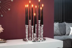 Kerzenständer MODERN BAROCK 30cm 9-flammig silber Aluminium poliert Kerzenhalter Deko-Platte
