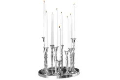 Kerzenständer MODERN BAROCK 30cm 9-flammig silber Aluminium poliert Kerzenhalter Deko-Platte