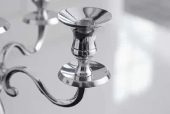 Kerzenständer MODERN BAROCK 40cm silber 5-armig Lüster Aluminium poliert Kerzenhalter