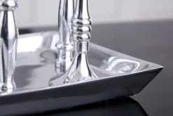 Kerzenständer MODERN BAROCK 30cm 7-flammig silber Aluminium poliert Kerzenhalter Deko-Platte