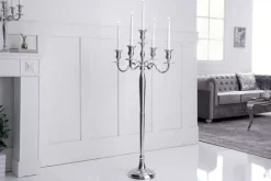 Kerzenständer MODERN BAROCK 120cm silber 5-armig Lüster Aluminium poliert Kerzenhalter