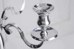 Kerzenständer MODERN BAROCK 120cm silber 5-armig Lüster Aluminium poliert Kerzenhalter