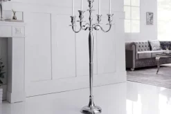 Kerzenständer MODERN BAROCK 120cm silber 5-armig Lüster Aluminium poliert Kerzenhalter