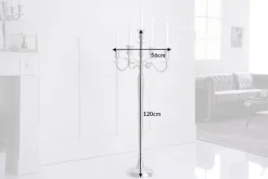 Kerzenständer MODERN BAROCK 120cm silber 5-armig Lüster Aluminium poliert Kerzenhalter