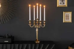 Kerzenständer MODERN BAROCK 40cm gold 5-armig Lüster Aluminium poliert Kerzenhalter