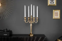 Kerzenständer MODERN BAROCK 40cm gold 5-armig Lüster Aluminium poliert Kerzenhalter