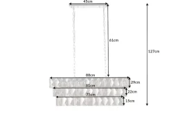 Luxus Hängelampe KRISTALL 90cm edelgrau Design Kronleuchter Glasprismen