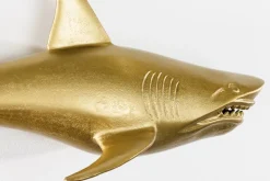 Maritime 2er Set Wanddekoration HAIE 68cm gold Metall handmade Haifisch Design Skulptur