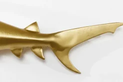Maritime 2er Set Wanddekoration HAIE 68cm gold Metall handmade Haifisch Design Skulptur