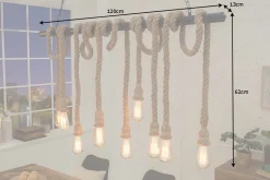 Maritime Hängeleuchte SEVEN SEAS II 120cm Seil Lampe mit 10 Leuchten
