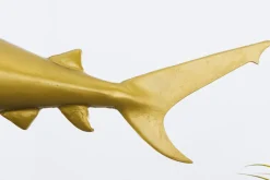 Maritime Skulptur HAI 103cm gold handmade Metall Design Haifisch