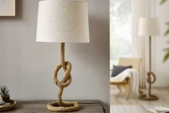Maritime Stehlampe SEVEN SEAS 80cm Seil-Tischleuchte Leinenschirm