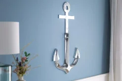 Maritime Wanddekoration SEVEN SEAS 70cm silber 3D Anker