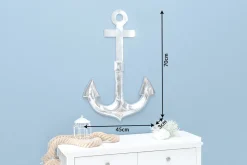 Maritime Wanddekoration SEVEN SEAS 70cm silber 3D Anker