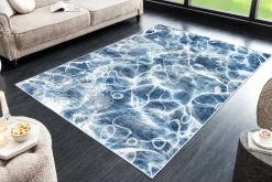 Maritimer Teppich OCEAN 230x160cm blau weiß Flachgewebe Indoor-Teppich
