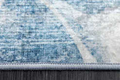 Maritimer Teppich OCEAN 230x160cm blau weiß Flachgewebe Indoor-Teppich