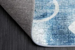 Maritimer Teppich OCEAN 230x160cm blau weiß Flachgewebe Indoor-Teppich