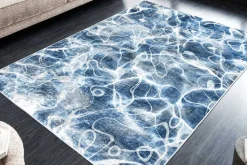 Maritimer Teppich OCEAN 230x160cm blau weiß Flachgewebe Indoor-Teppich