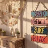 Maritimes Wandschild SURF & BEACH 110cm buntes Holzdesign Deko-Schild